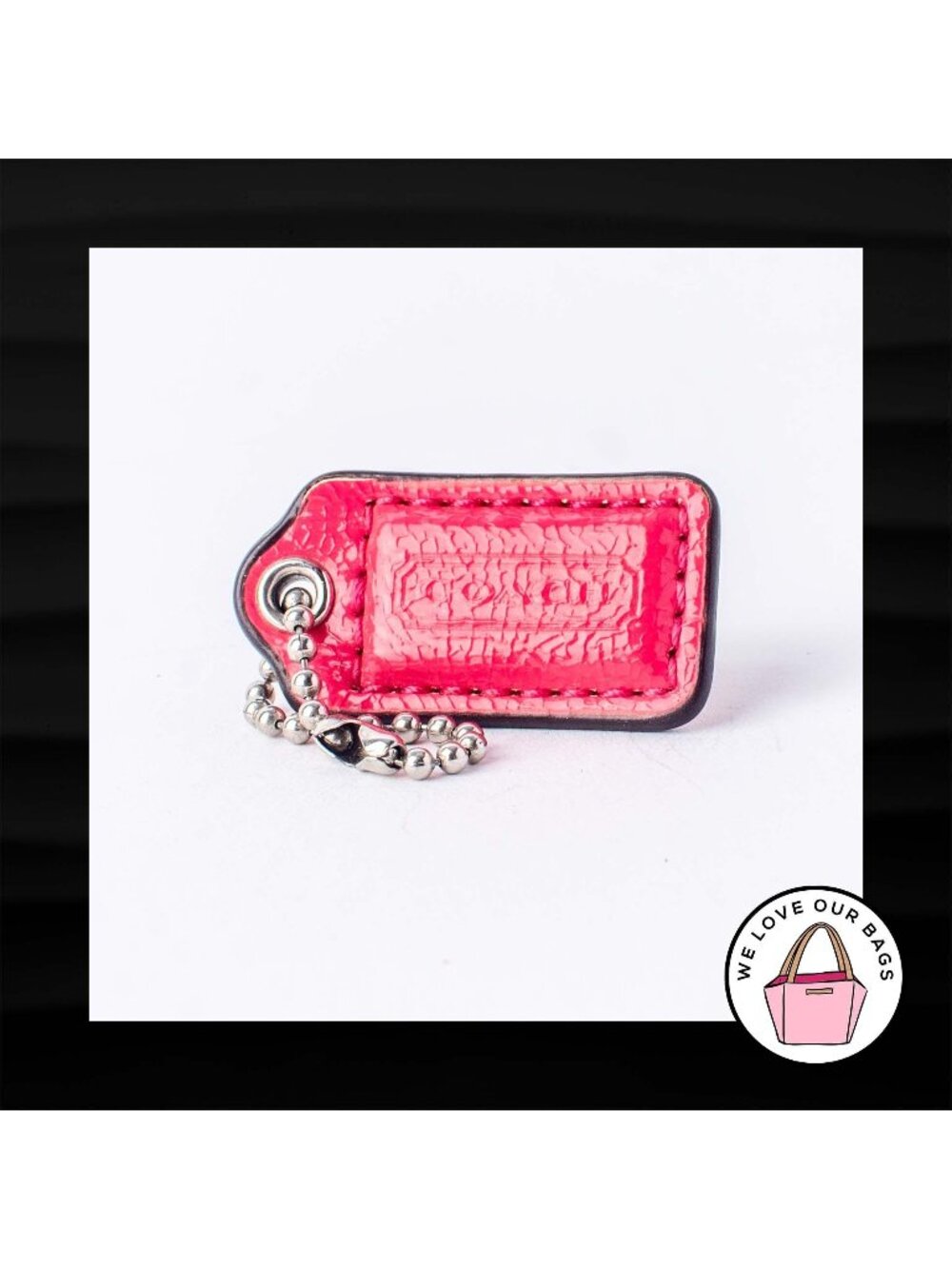 1.5" Small COACH PINK PATENT LEATHER KEY FOB CHARM KEYCHAIN HANG TAG WRISTLET